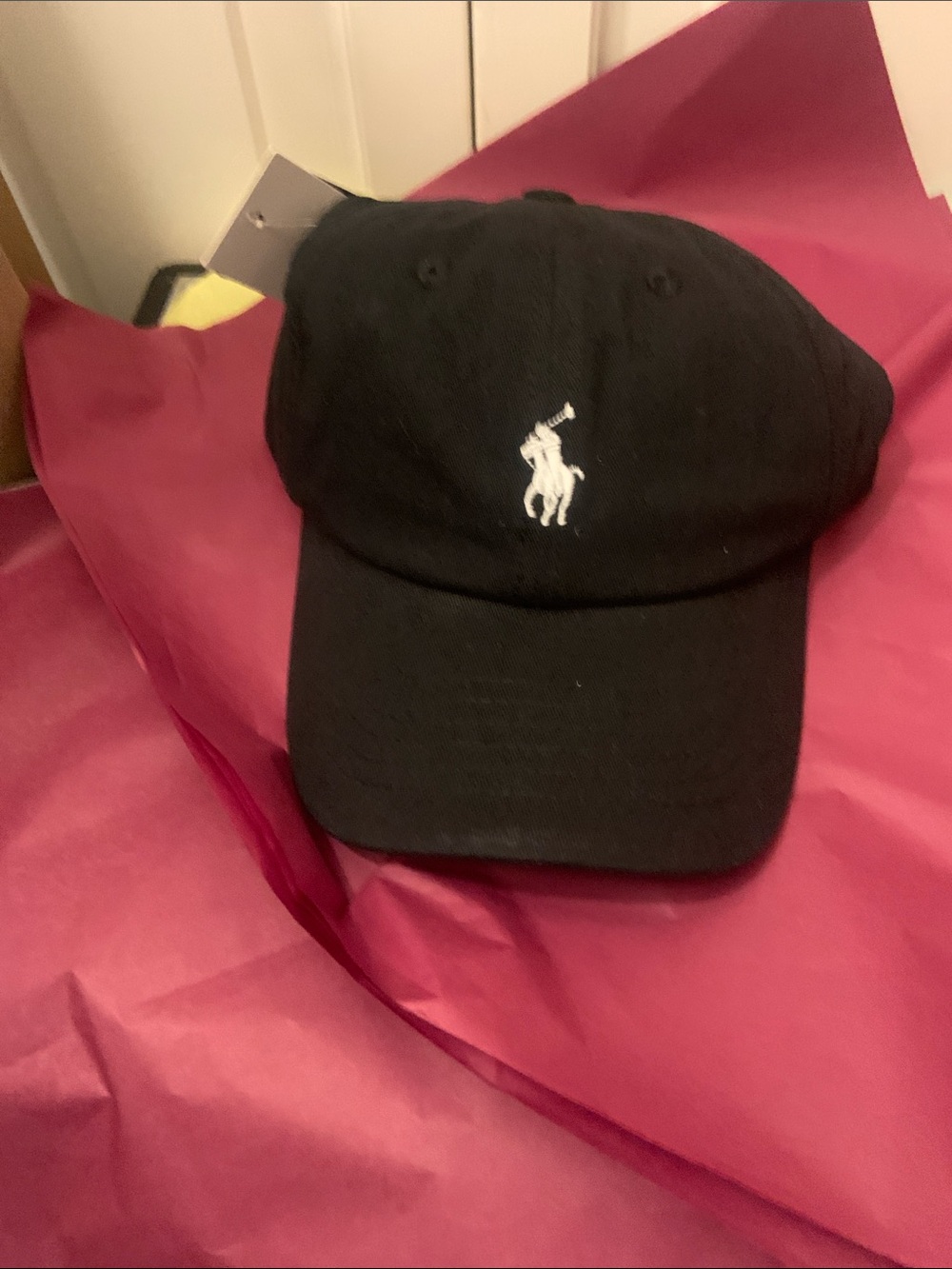 Polo by Ralph Lauren Black Baseball Cap with White Pony Logo
